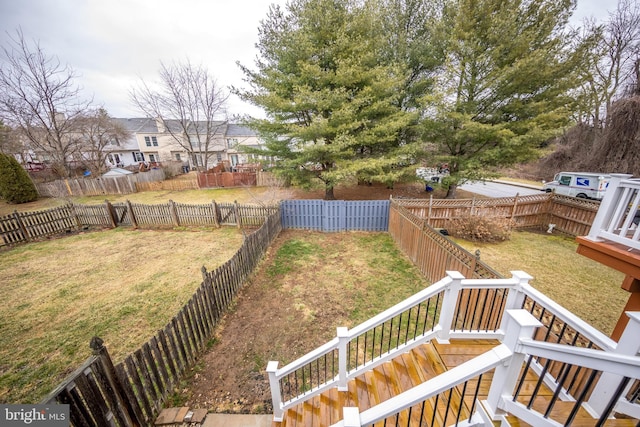 view of yard featuring a fenced backyard