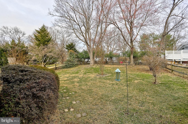 view of yard with fence