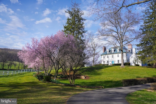 view of home's community featuring a lawn