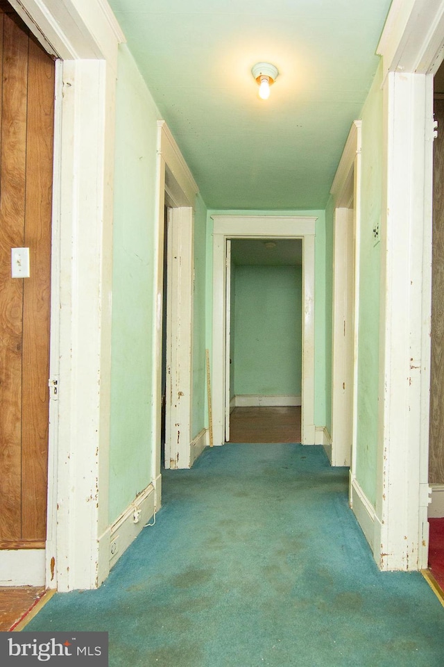 hallway featuring carpet