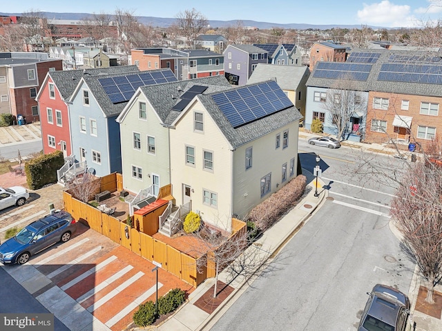 bird's eye view with a residential view