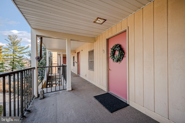 doorway to property with a balcony