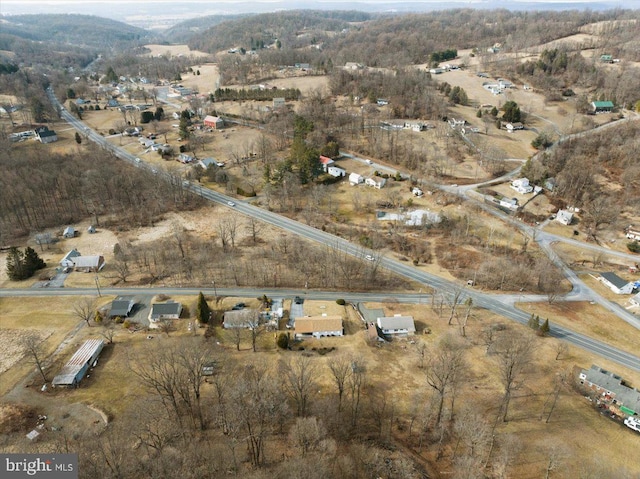 aerial view with a rural view