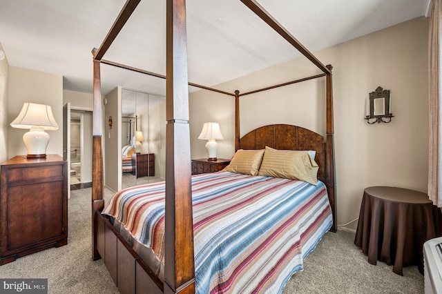 bedroom with a closet and carpet