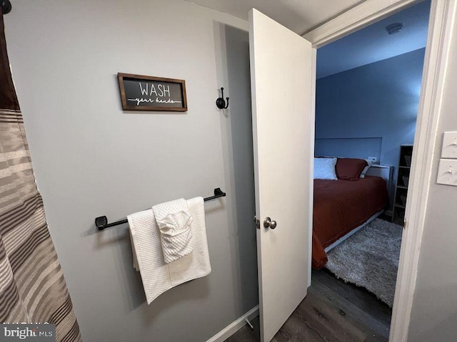 bathroom with wood finished floors