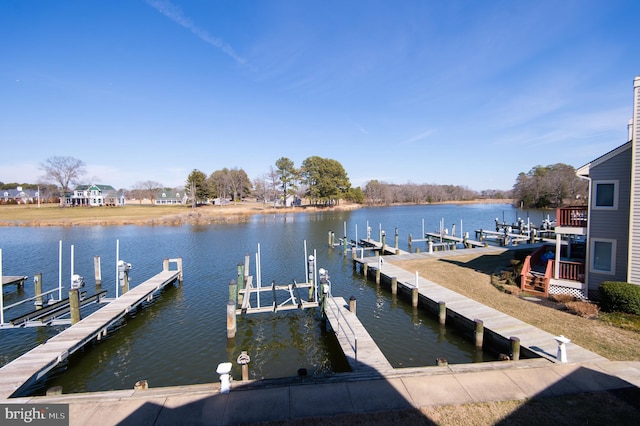 dock area featuring a water view and boat lift