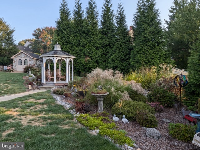 view of yard with a gazebo