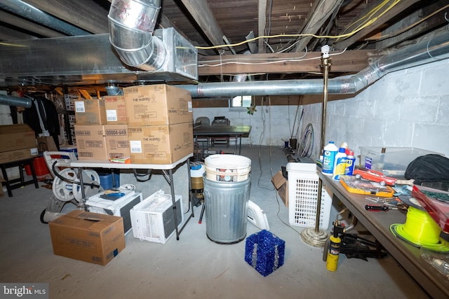 view of unfinished basement