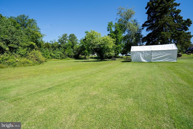 view of yard featuring an outbuilding