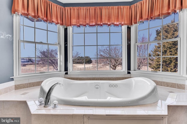 bathroom featuring a bath and plenty of natural light