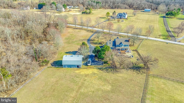 drone / aerial view with a rural view