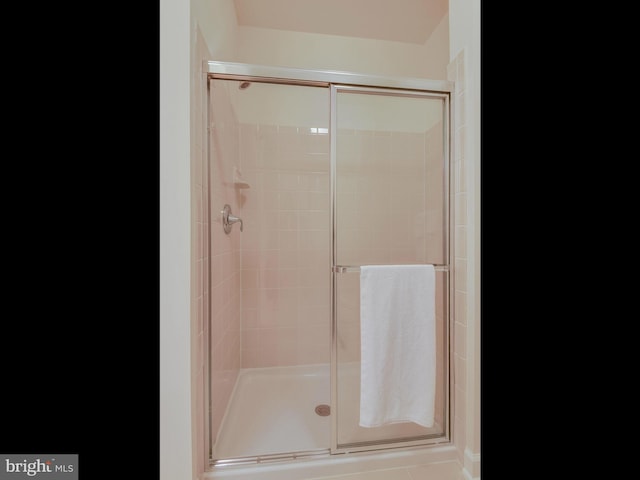 bathroom with a stall shower