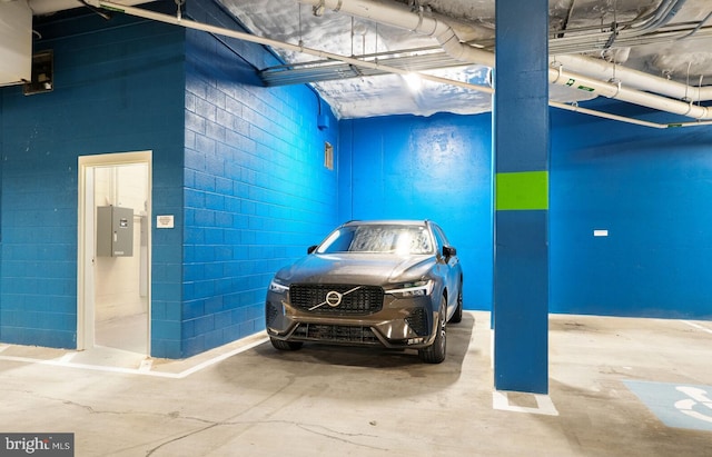 parking deck featuring electric panel