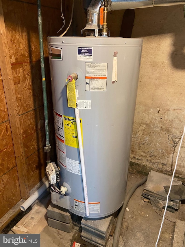 utility room featuring gas water heater