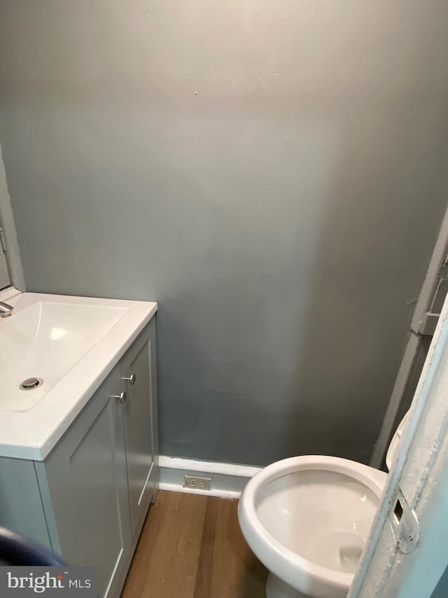 bathroom with vanity and wood finished floors