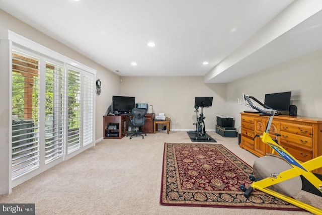 1593 Jason Dr, Cinnaminson, NJ 08077 - office area featuring carpet flooring, recessed lighting, and baseboards