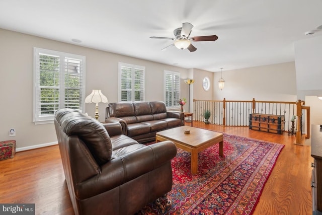 1593 Jason Dr, Cinnaminson, NJ 08077 - living room with a ceiling fan, healthy amount of natural light, and wood finished floors