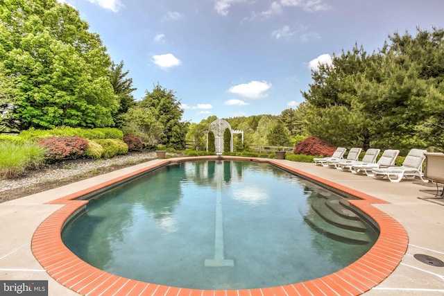 pool featuring a patio area