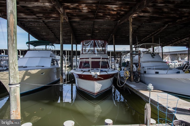 view of dock featuring boat lift