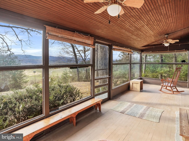 sunroom / solarium featuring ceiling fan