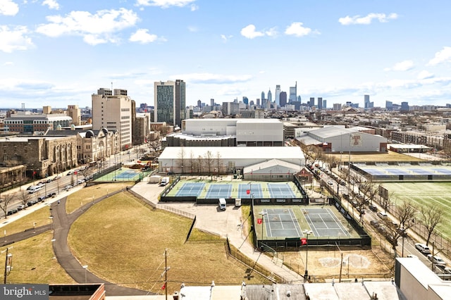 aerial view featuring a view of city