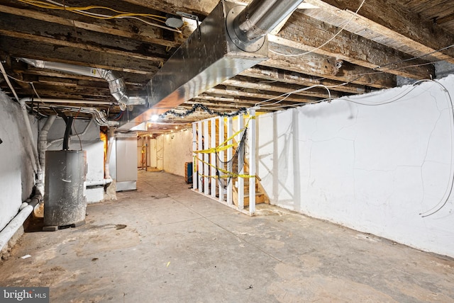 view of unfinished basement