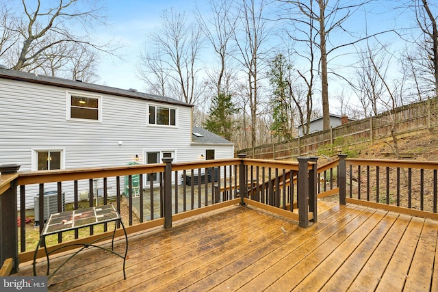 wooden terrace with fence private yard