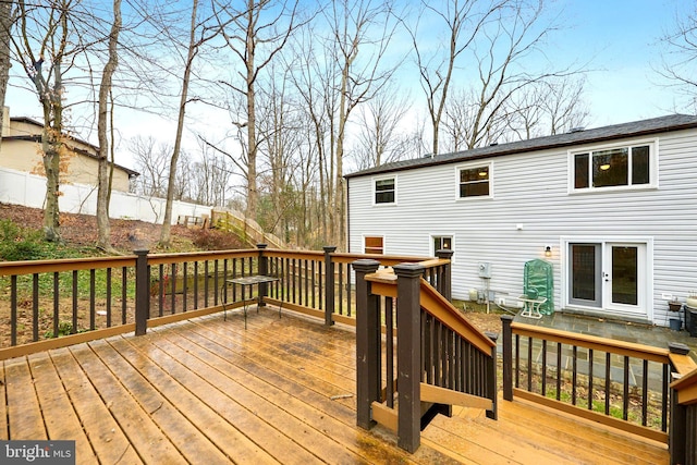 wooden deck with french doors