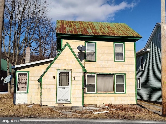 view of front of house with metal roof