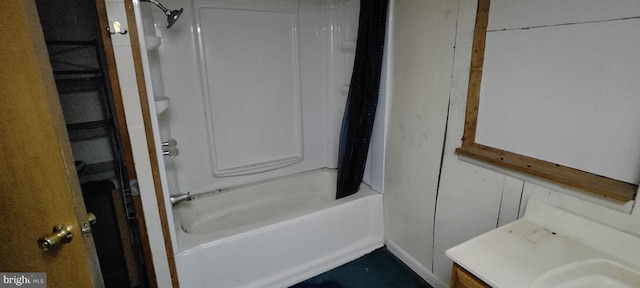 bathroom with shower / washtub combination and vanity