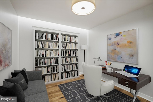 home office featuring wood finished floors