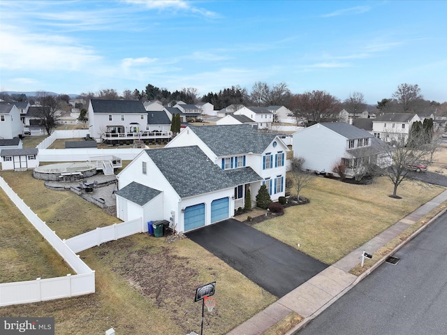 bird's eye view with a residential view