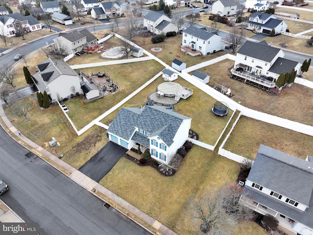 bird's eye view with a residential view