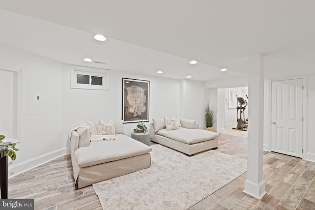 506 Ivy Cir, Alexandria, VA 22302 - living room with electric panel, recessed lighting, and wood finish floors