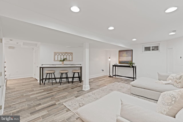 506 Ivy Cir, Alexandria, VA 22302 - living area with recessed lighting, baseboards, and wood finished floors