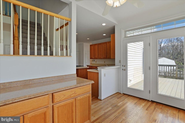 461 Apple Cross Rd, Harpers Ferry, WV 25425 - interior space with recessed lighting, light wood-style floors, stairs, and ceiling fan