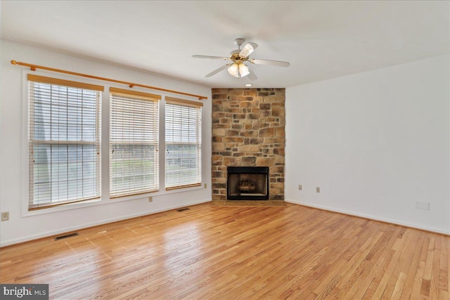 461 Apple Cross Rd, Harpers Ferry, WV 25425 - unfurnished living room with a ceiling fan, wood finished floors, and visible vents