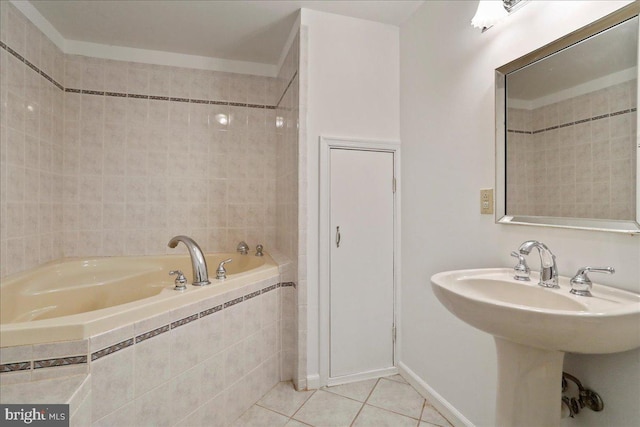461 Apple Cross Rd, Harpers Ferry, WV 25425 - full bathroom featuring a bath, baseboards, tile patterned flooring, and a sink
