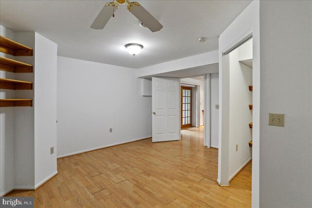 461 Apple Cross Rd, Harpers Ferry, WV 25425 - spare room with light wood-style flooring, baseboards, stairs, and ceiling fan
