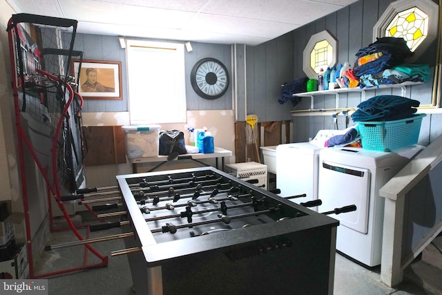 kitchen with wooden walls