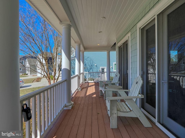 deck featuring covered porch