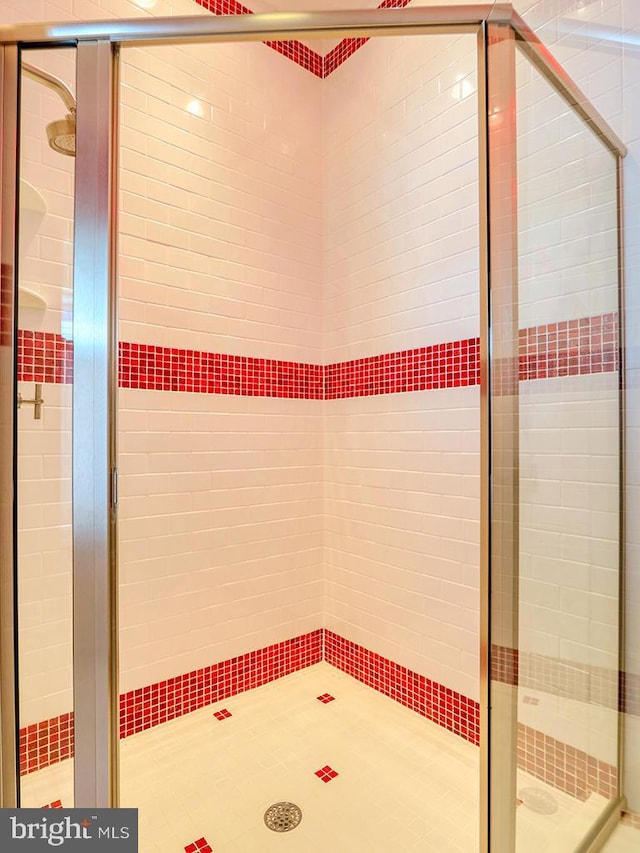 bathroom featuring a shower stall