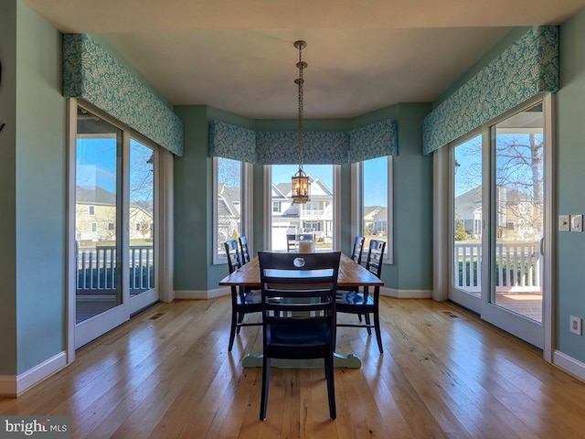 dining room featuring baseboards and hardwood / wood-style floors