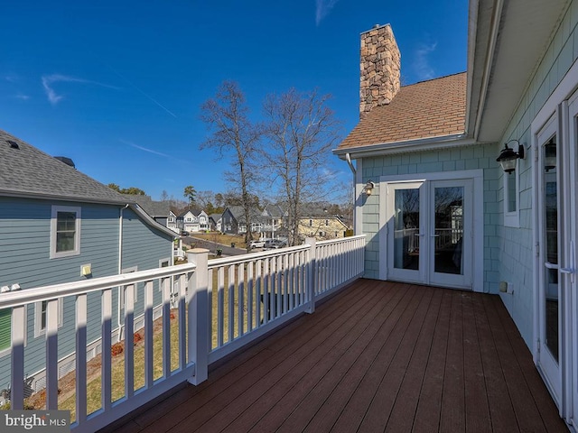 deck with a residential view