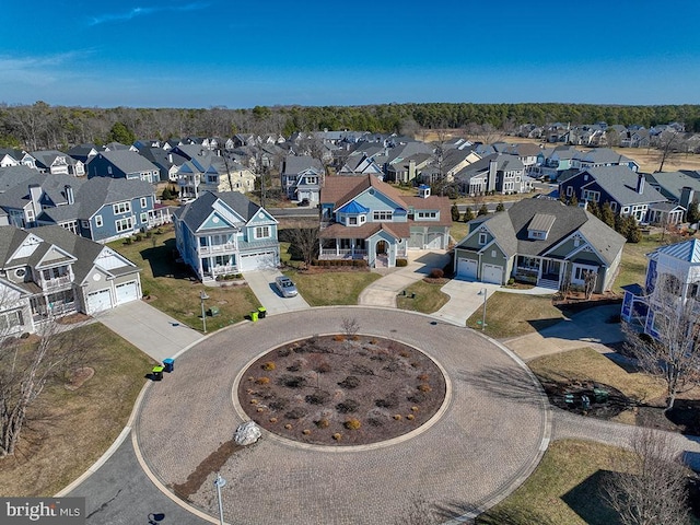 birds eye view of property with a residential view