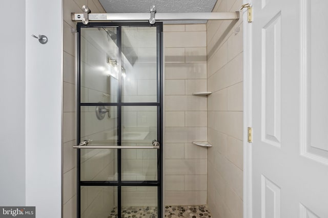 bathroom with a stall shower