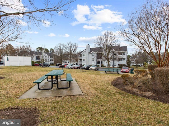 view of community with a residential view and a yard