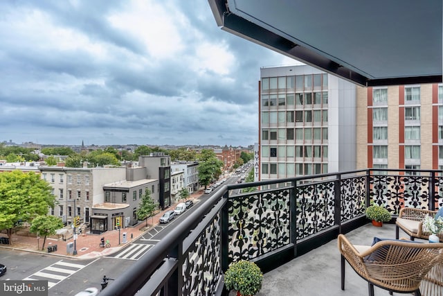 balcony with a view of city