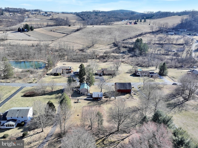 drone / aerial view featuring a rural view