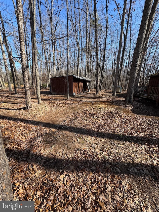 view of yard with an outbuilding